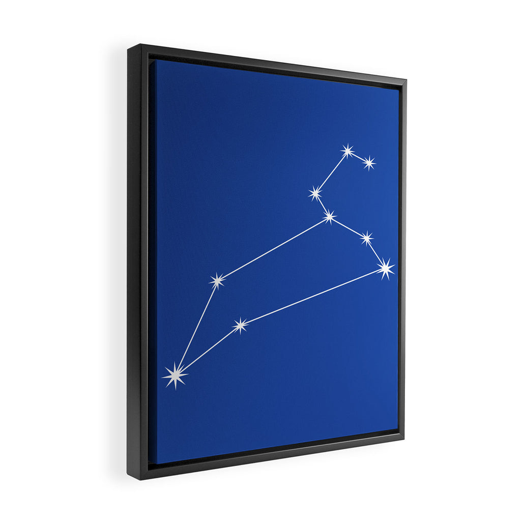 Leo Zodiac Star Constellation Line Art Vibrant Blue Framed Canvas Print Gallery Image 2
