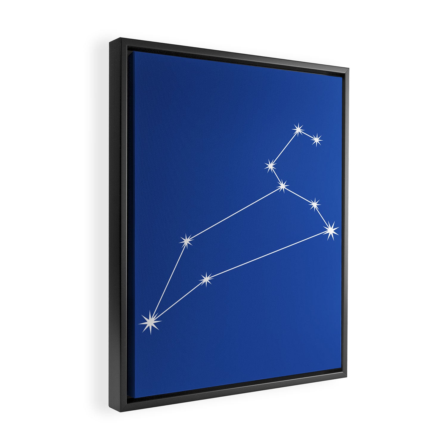 Leo Zodiac Star Constellation Line Art Vibrant Blue Framed Canvas Print Gallery Image 2