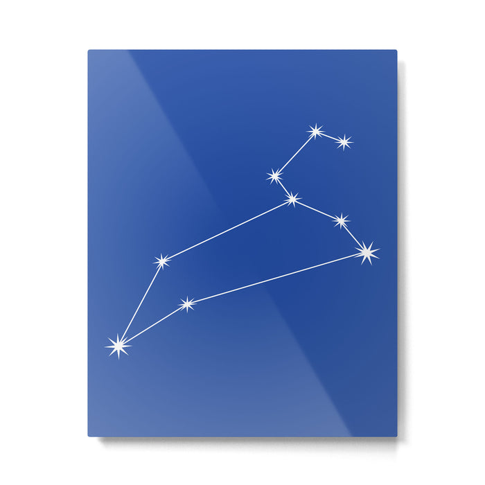 Leo Zodiac Star Constellation Line Art Vibrant Blue Metal Print Gallery Image 1