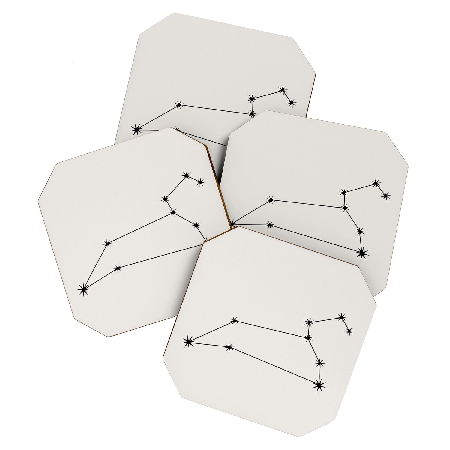 Leo Zodiac Star Constellation Line Art White Coaster Gallery Image 1