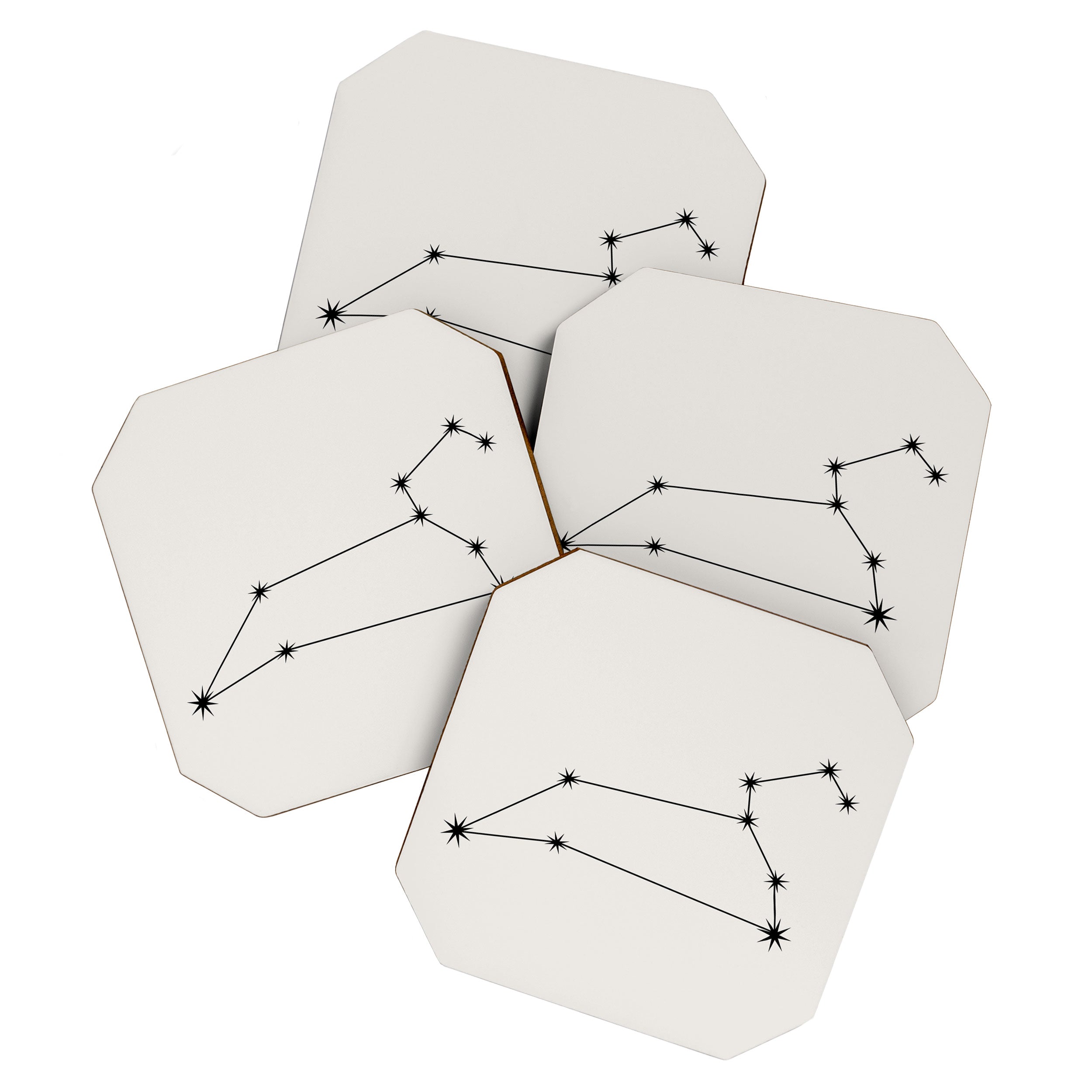 Leo Zodiac Star Constellation Line Art White Coaster Gallery Image 1