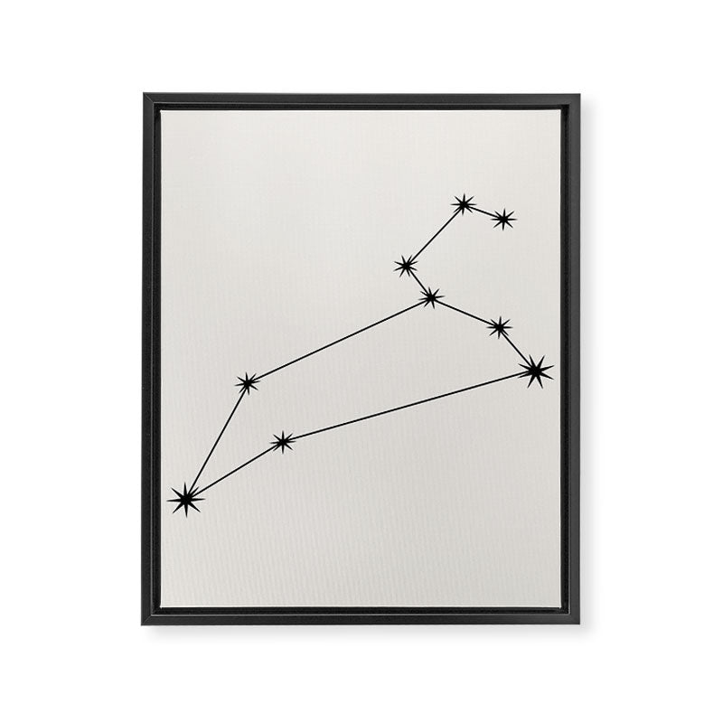 Leo Zodiac Star Constellation Line Art White Framed Canvas Print Gallery Image 8