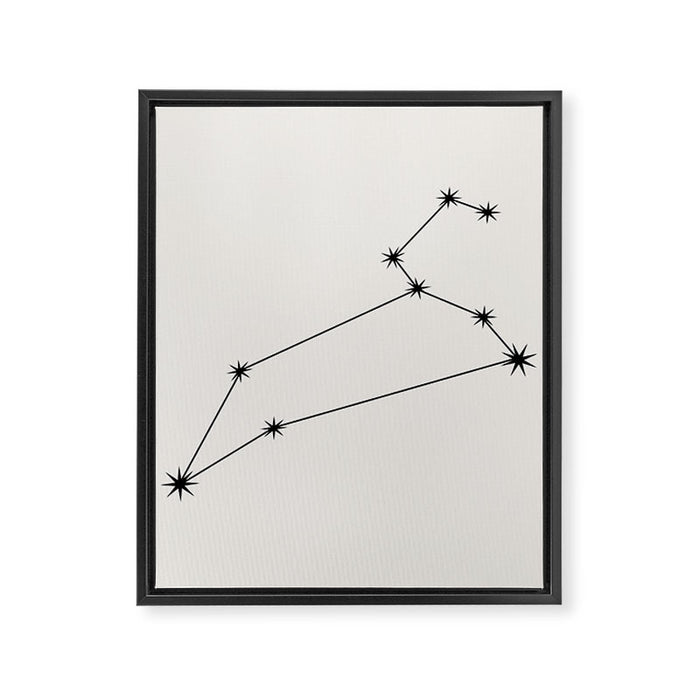 Leo Zodiac Star Constellation Line Art White Framed Canvas Print Gallery Image 1