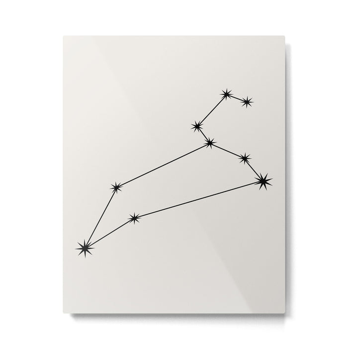 Leo Zodiac Star Constellation Line Art White Metal Print Gallery Image 1