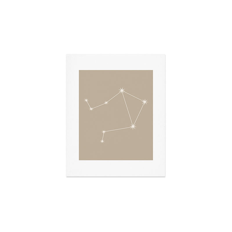 Libra Zodiac Star Constellation Line Art Beige Art Print Gallery Image 1