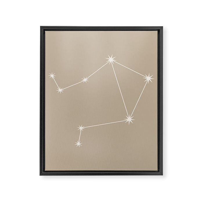 Libra Zodiac Star Constellation Line Art Beige Framed Canvas Print Gallery Image 1