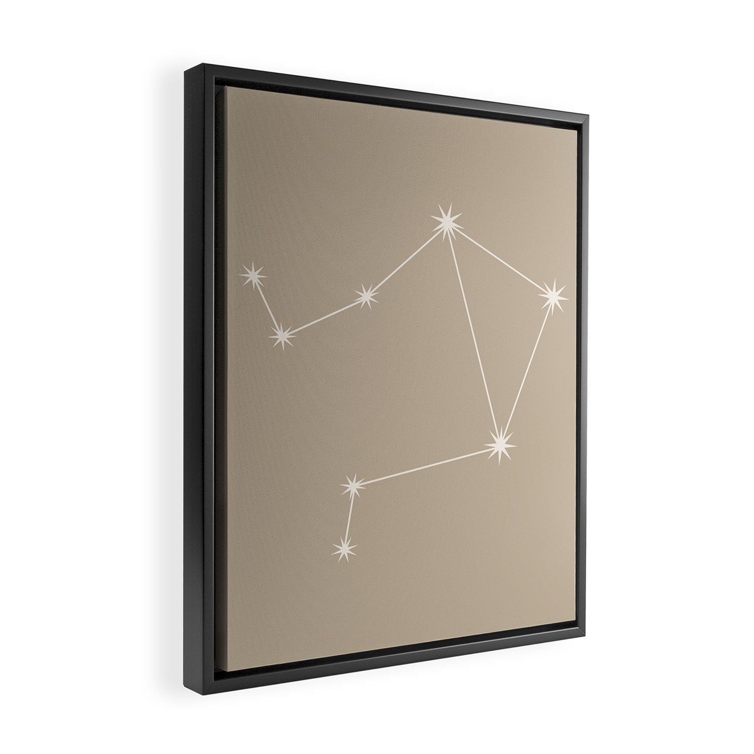 Libra Zodiac Star Constellation Line Art Beige Framed Canvas Print Gallery Image 2