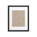 Libra Zodiac Star Constellation Line Art Beige Framed Art Print Gallery Image 6