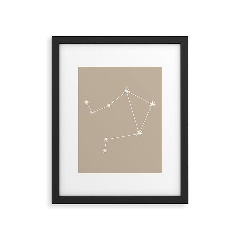 Libra Zodiac Star Constellation Line Art Beige Framed Art Print Gallery Image 6