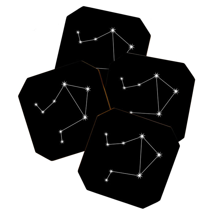 Libra Zodiac Star Constellation Line Art Black Coaster Gallery Image 1