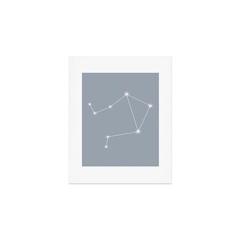 Libra Zodiac Star Constellation Line Art Blue Grey Art Print Gallery Image 1