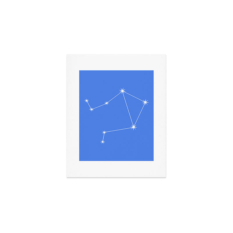 Libra Zodiac Star Constellation Line Art Bright Blue Art Print Gallery Image 1