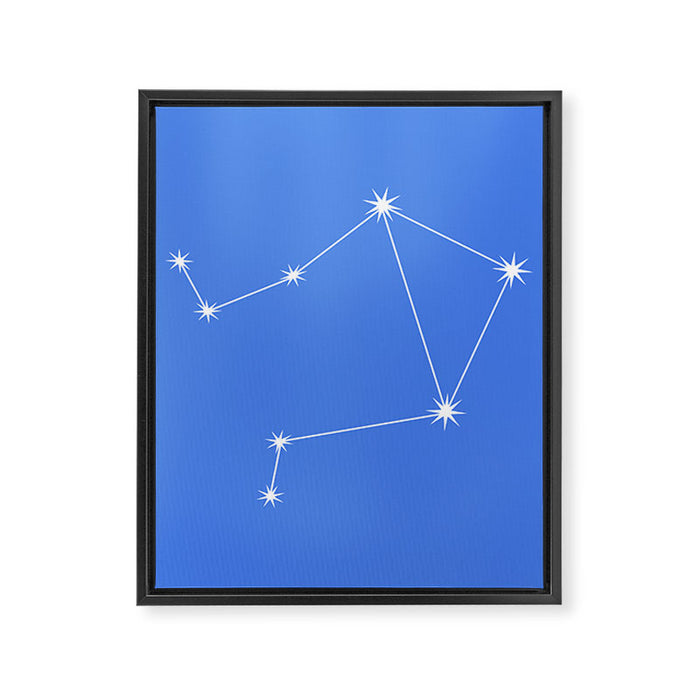 Libra Zodiac Star Constellation Line Art Bright Blue Framed Canvas Print Gallery Image 1