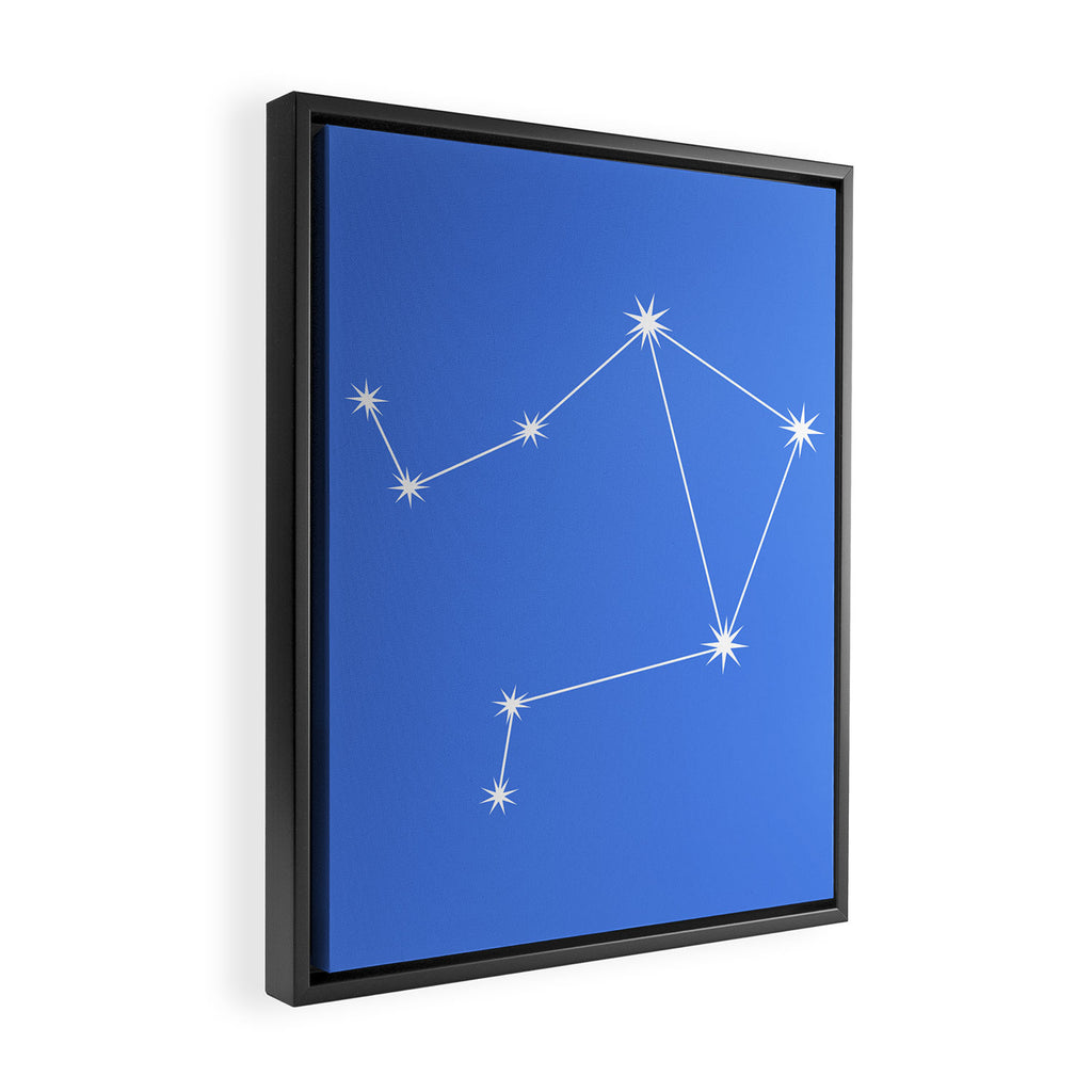 Libra Zodiac Star Constellation Line Art Bright Blue Framed Canvas Print Gallery Image 2