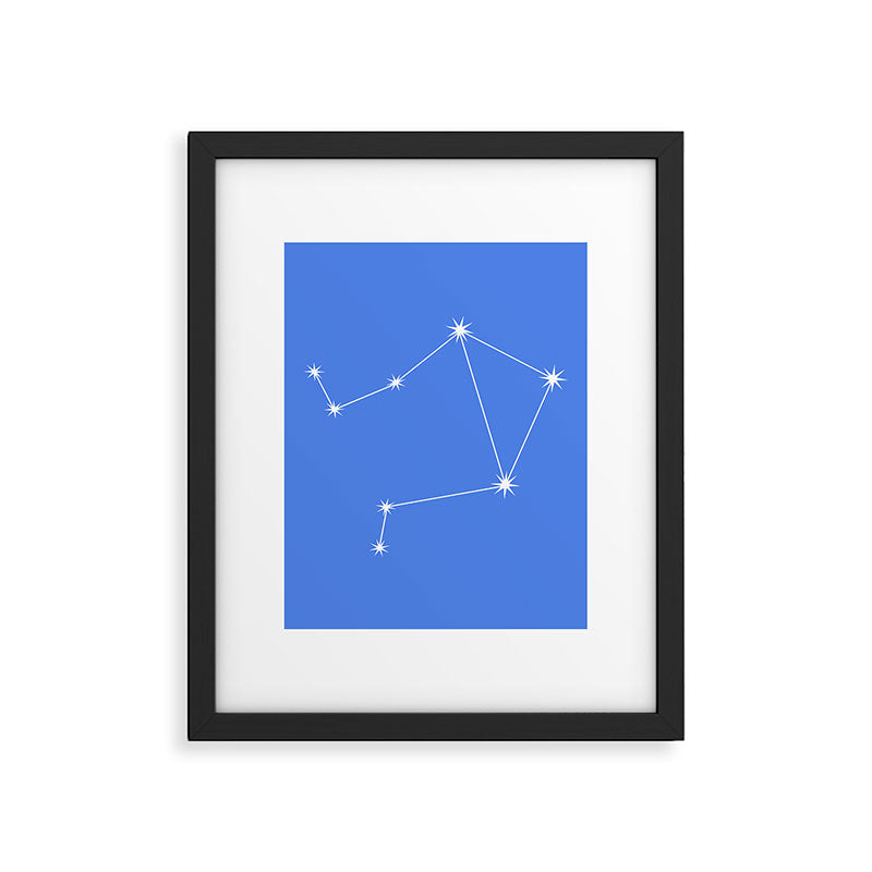Libra Zodiac Star Constellation Line Art Bright Blue Framed Art Print Gallery Image 6