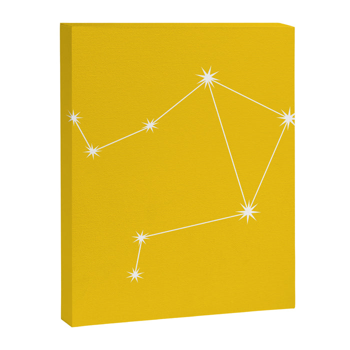 Libra Zodiac Star Constellation Line Art Bright Yellow Canvas Print Gallery Image 1