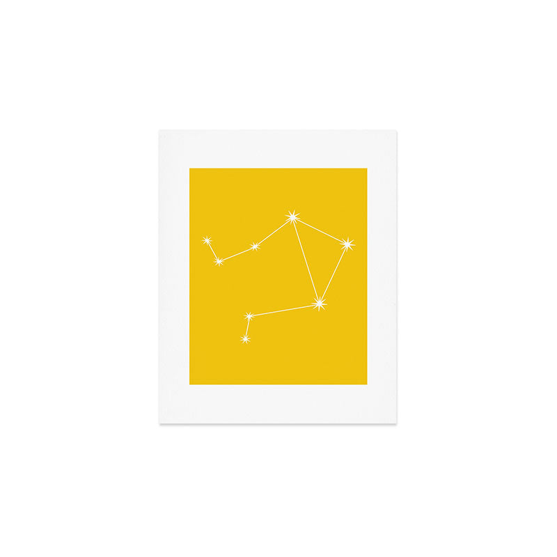 Libra Zodiac Star Constellation Line Art Bright Yellow Art Print Gallery Image 1