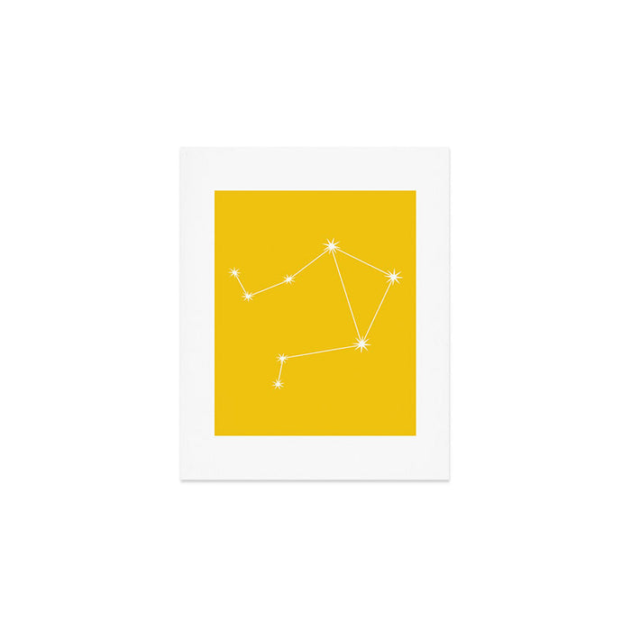 Libra Zodiac Star Constellation Line Art Bright Yellow Art Print Gallery Image 1