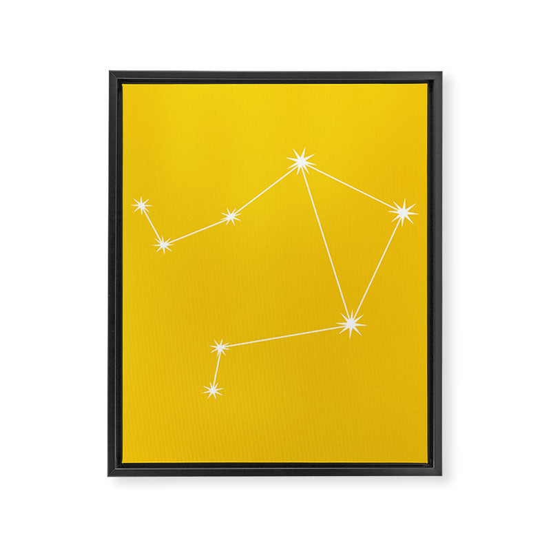 Libra Zodiac Star Constellation Line Art Bright Yellow Framed Canvas Print Gallery Image 8
