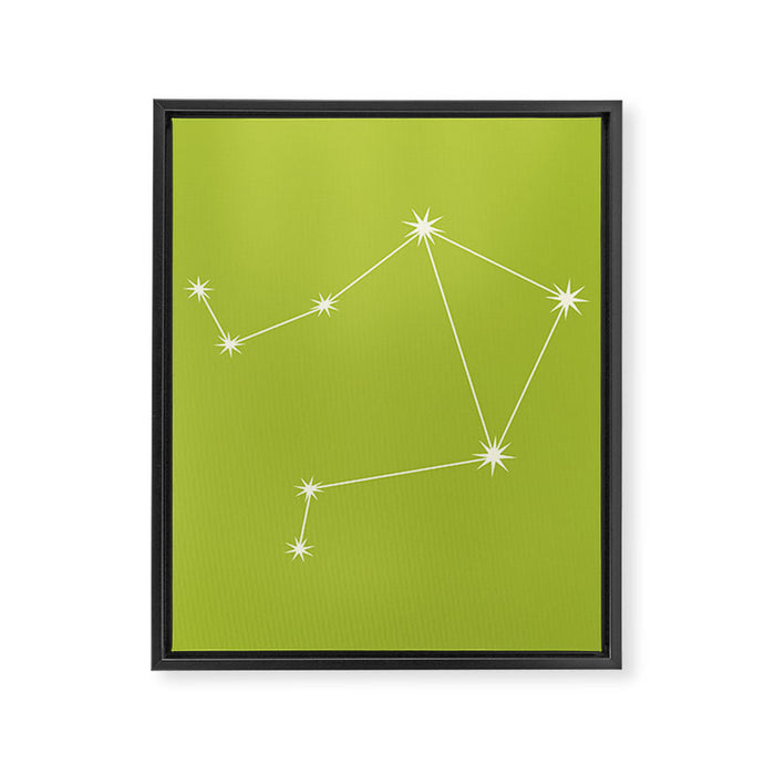 Libra Zodiac Star Constellation Line Art Chartreuse Green Framed Canvas Print Gallery Image 1