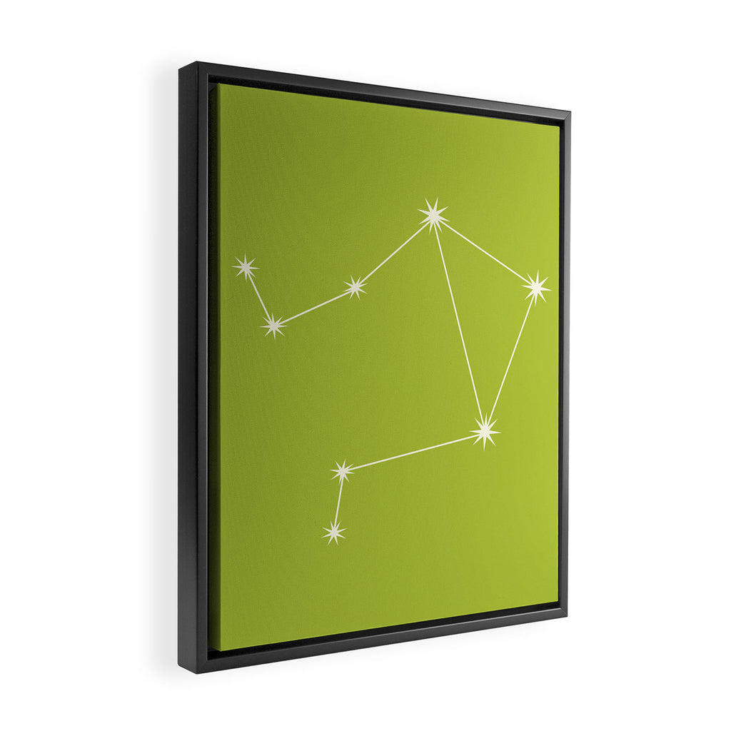 Libra Zodiac Star Constellation Line Art Chartreuse Green Framed Canvas Print Gallery Image 2
