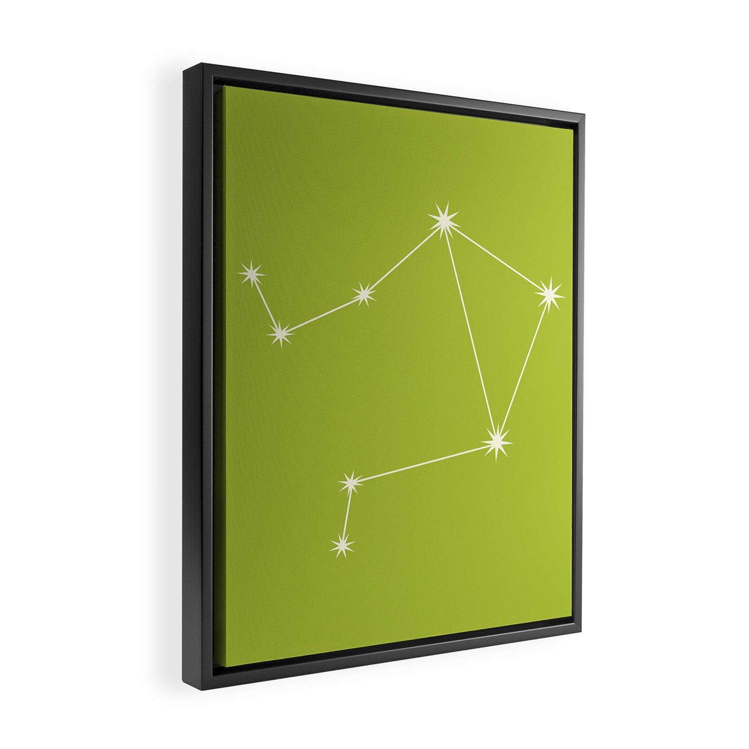 Libra Zodiac Star Constellation Line Art Chartreuse Green Framed Canvas Print Gallery Image 2