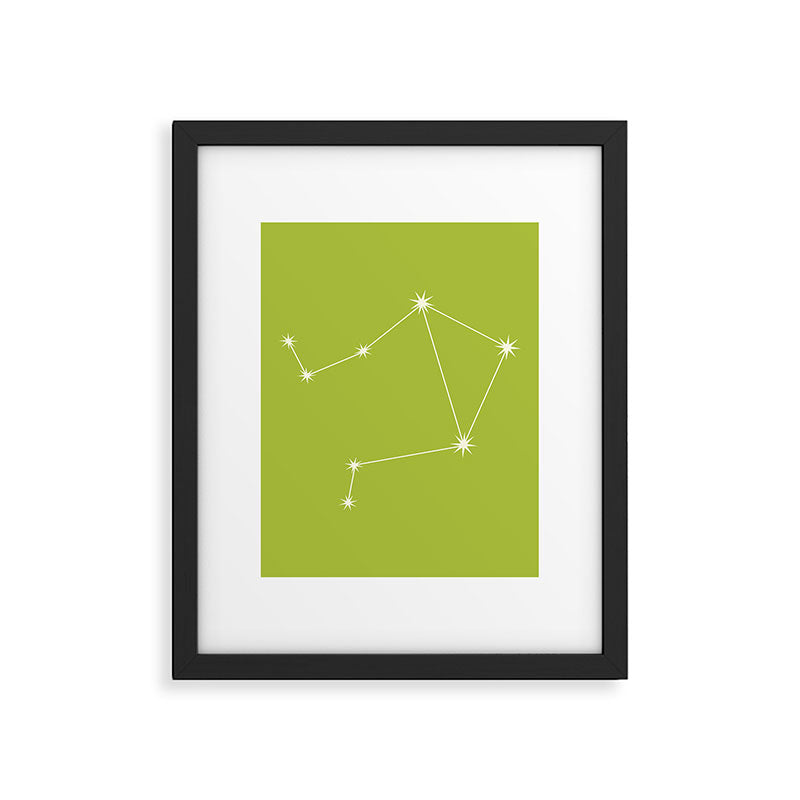 Libra Zodiac Star Constellation Line Art Chartreuse Green Framed Art Print Gallery Image 6