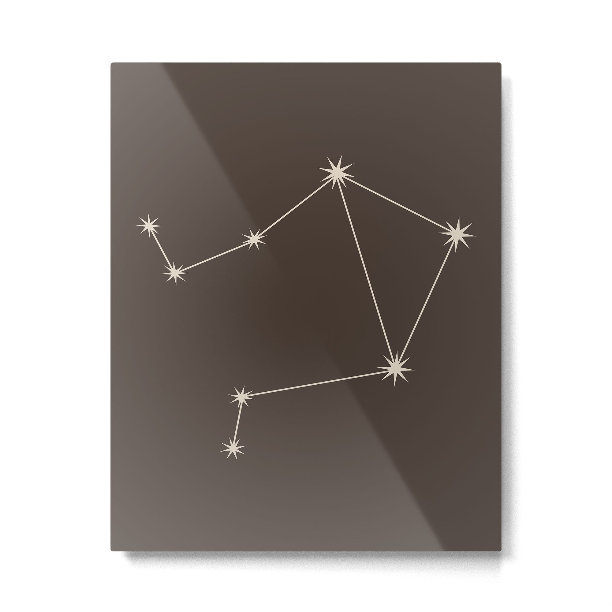 Libra Zodiac Star Constellation Line Art Coffee Brown Metal Print Gallery Image 6