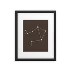 Libra Zodiac Star Constellation Line Art Coffee Brown Framed Art Print Gallery Image 6