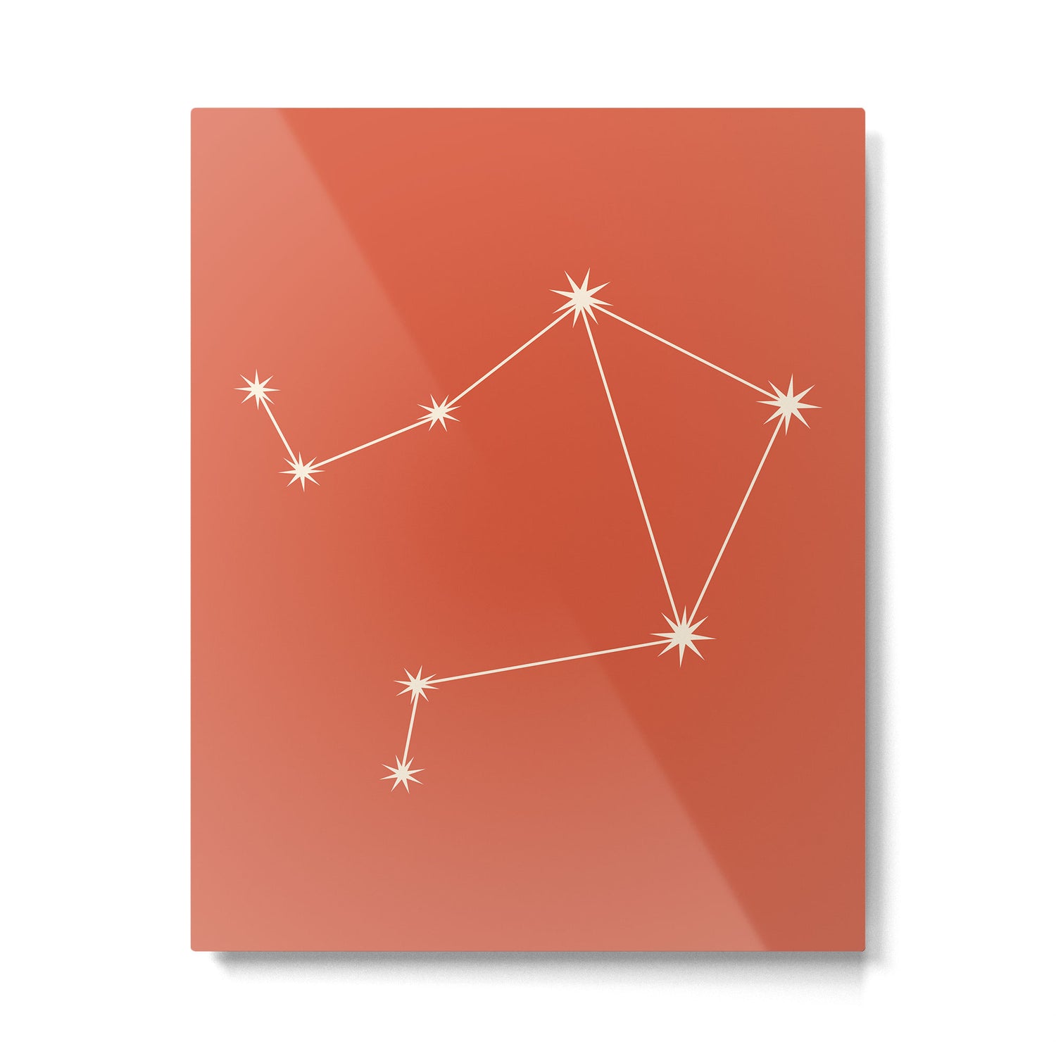 Libra Zodiac Star Constellation Line Art Coral Red Metal Print Gallery Image 6