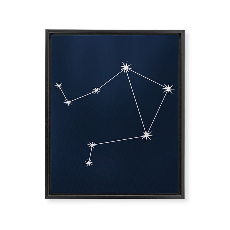 Libra Zodiac Star Constellation Line Art Dark Blue Framed Canvas Print Gallery Image 8
