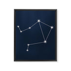 Libra Zodiac Star Constellation Line Art Dark Blue Framed Canvas Print Gallery Image 8