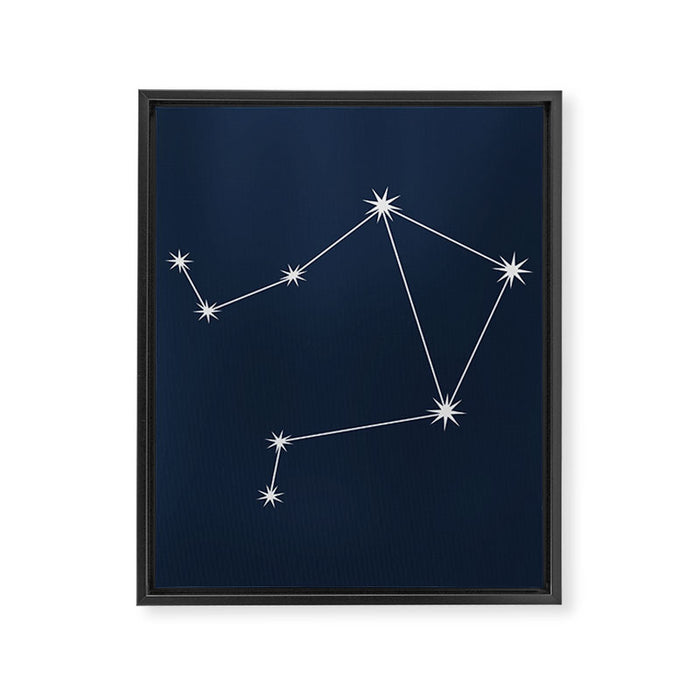 Libra Zodiac Star Constellation Line Art Dark Blue Framed Canvas Print Gallery Image 1