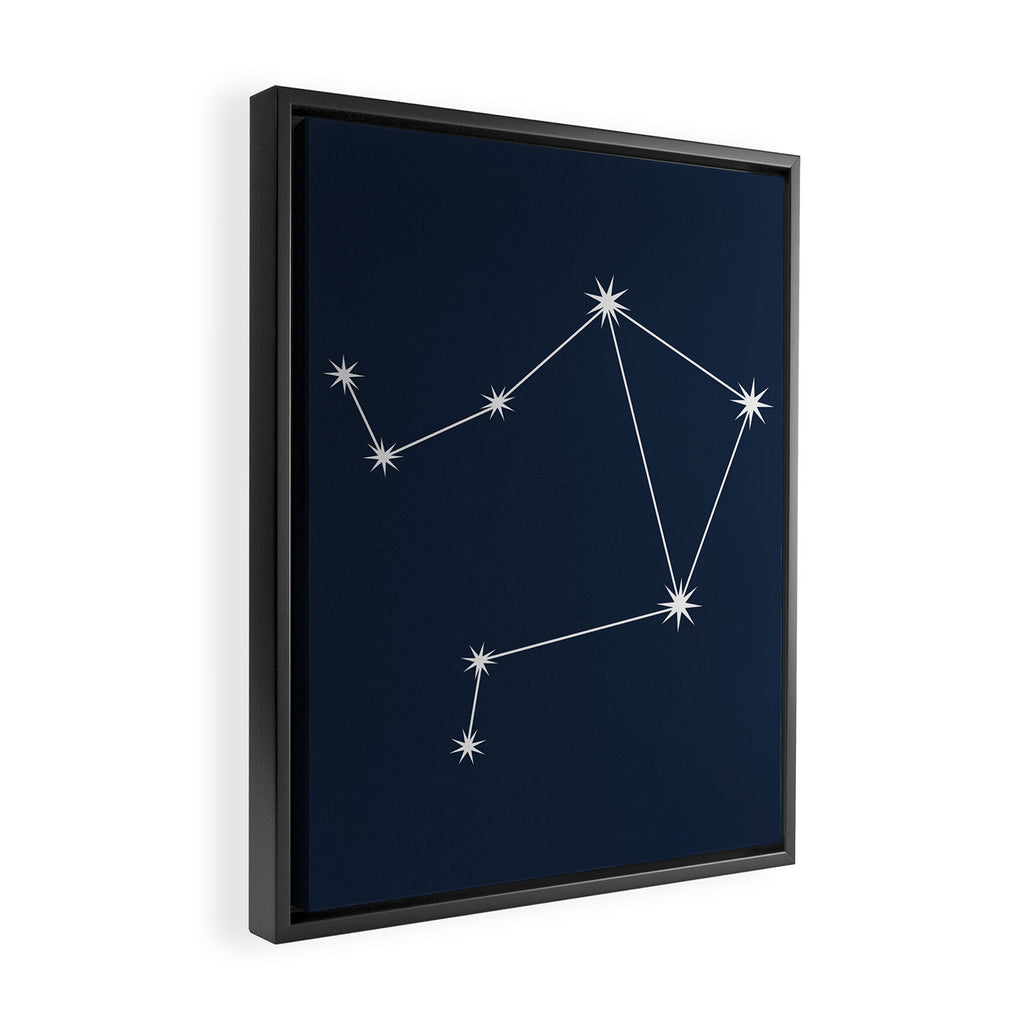 Libra Zodiac Star Constellation Line Art Dark Blue Framed Canvas Print Gallery Image 2