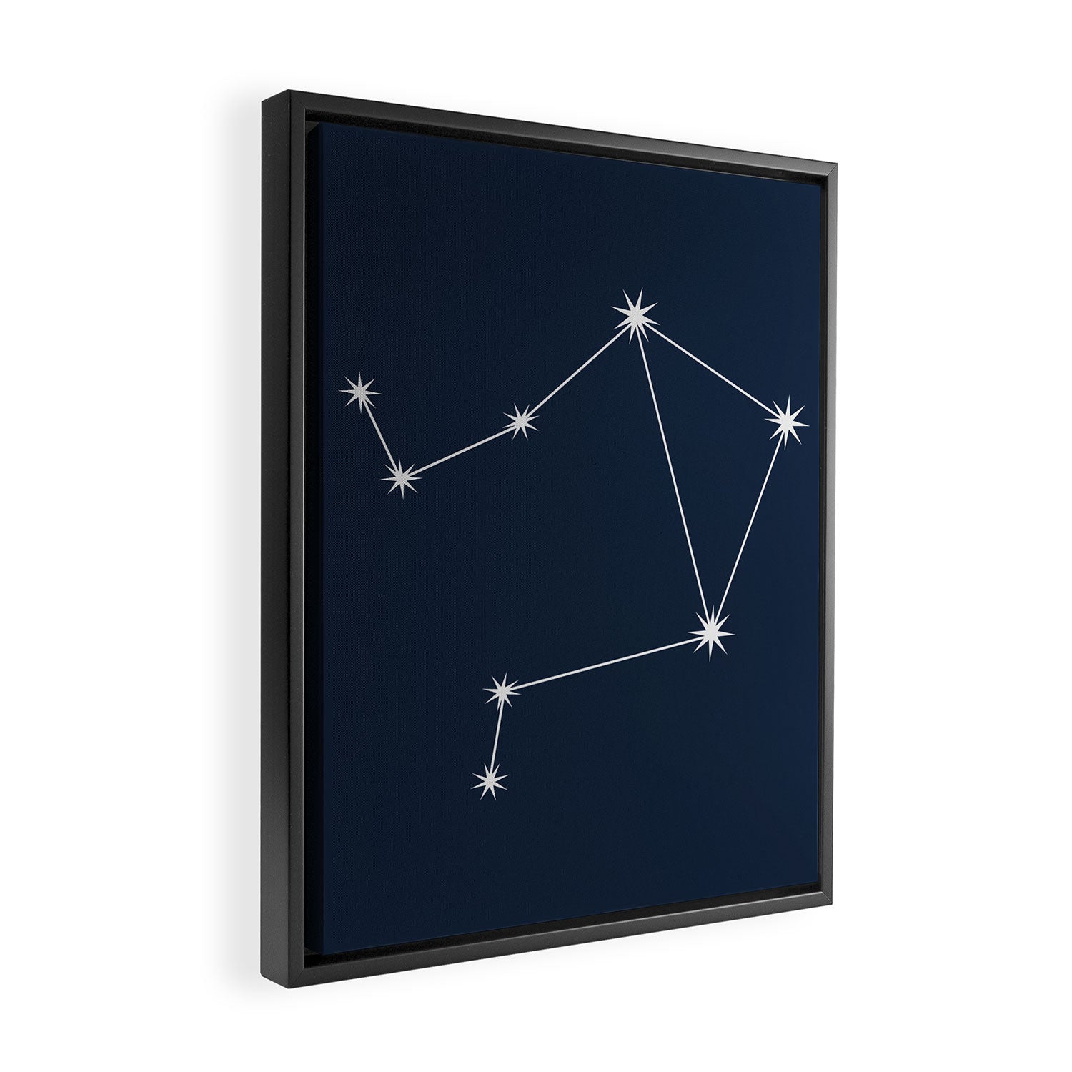 Libra Zodiac Star Constellation Line Art Dark Blue Framed Canvas Print Gallery Image 2