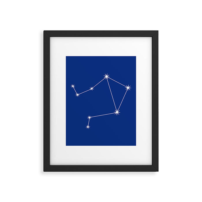 Libra Zodiac Star Constellation Line Art Dark Blue Framed Art Print Gallery Image 1