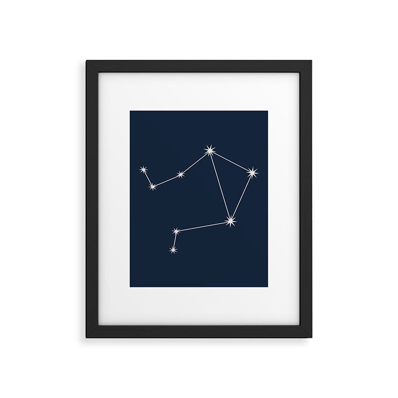 Libra Zodiac Star Constellation Line Art Dark Blue Framed Art Print Gallery Image 6