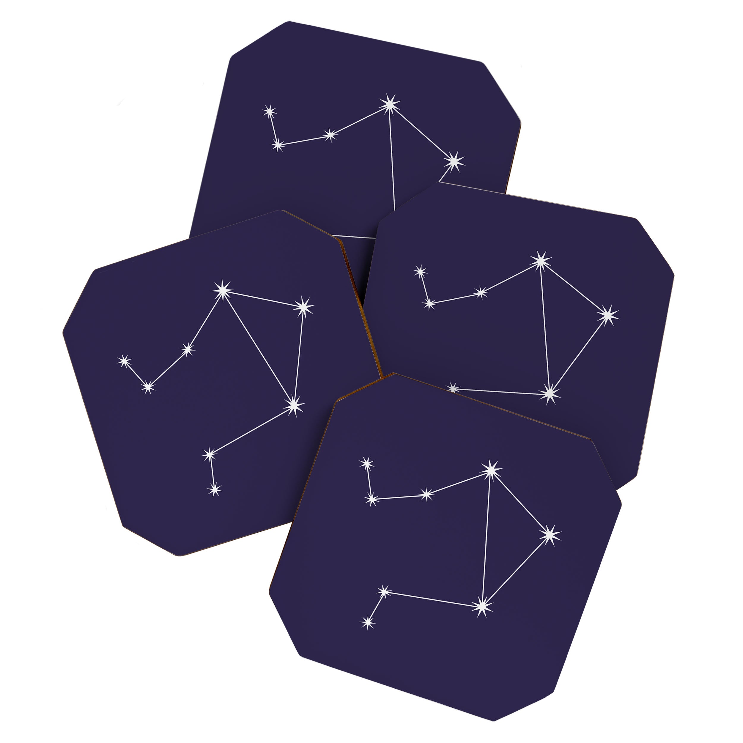 Libra Zodiac Star Constellation Line Art Dark Purple Coaster Gallery Image 1