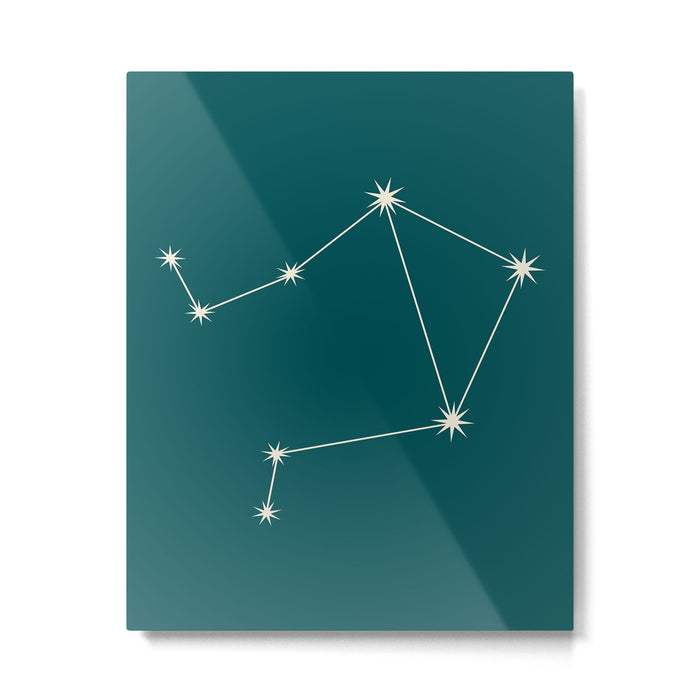 Libra Zodiac Star Constellation Line Art Deep Teal Metal Print Gallery Image 1