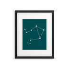 Libra Zodiac Star Constellation Line Art Deep Teal Framed Art Print Gallery Image 6