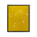 Libra Zodiac Star Constellation Line Art Golden Yellow Framed Canvas Print Gallery Image 8