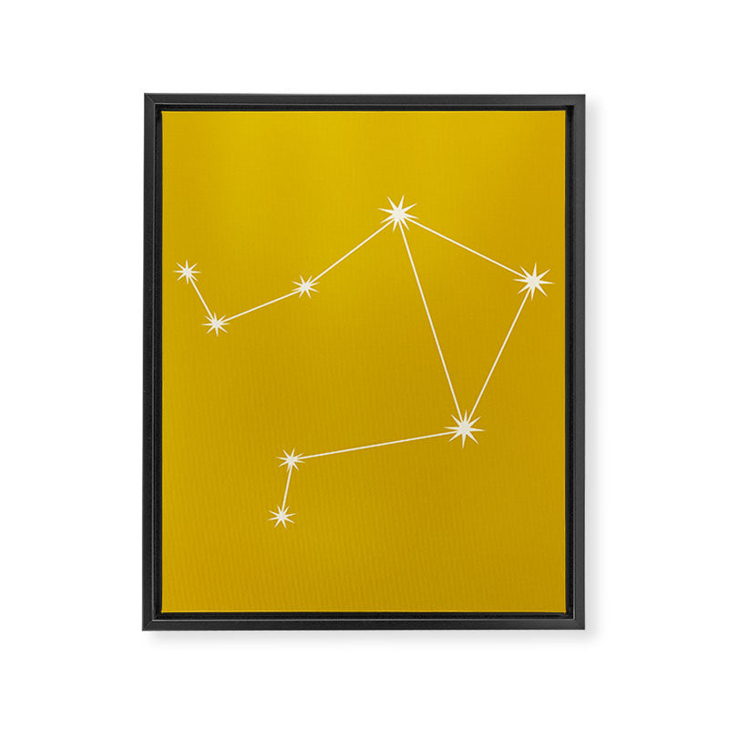 Libra Zodiac Star Constellation Line Art Golden Yellow Framed Canvas Print Gallery Image 8