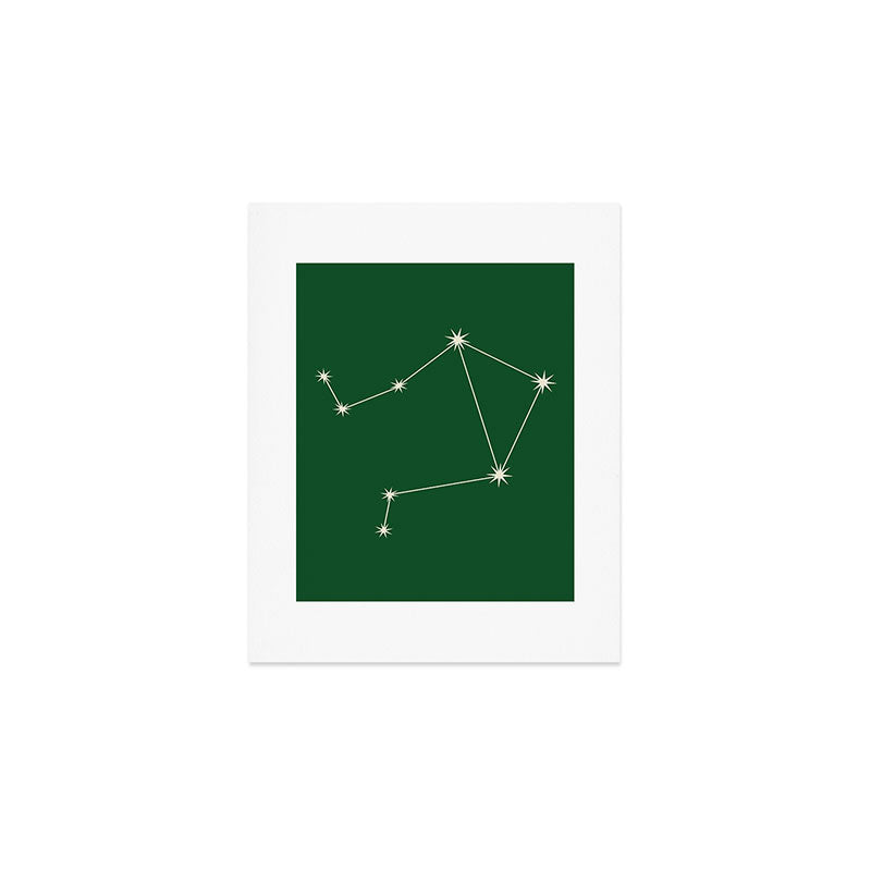 Libra Zodiac Star Constellation Line Art Green Art Print Gallery Image 1