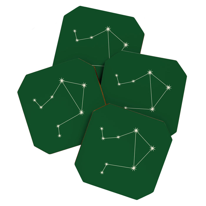 Libra Zodiac Star Constellation Line Art Green Coaster Gallery Image 1