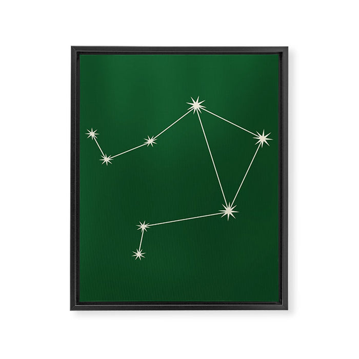 Libra Zodiac Star Constellation Line Art Green Framed Canvas Print Gallery Image 1