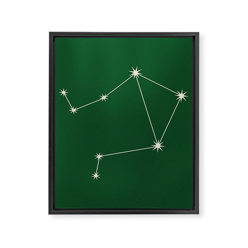Libra Zodiac Star Constellation Line Art Green Framed Canvas Print Gallery Image 8