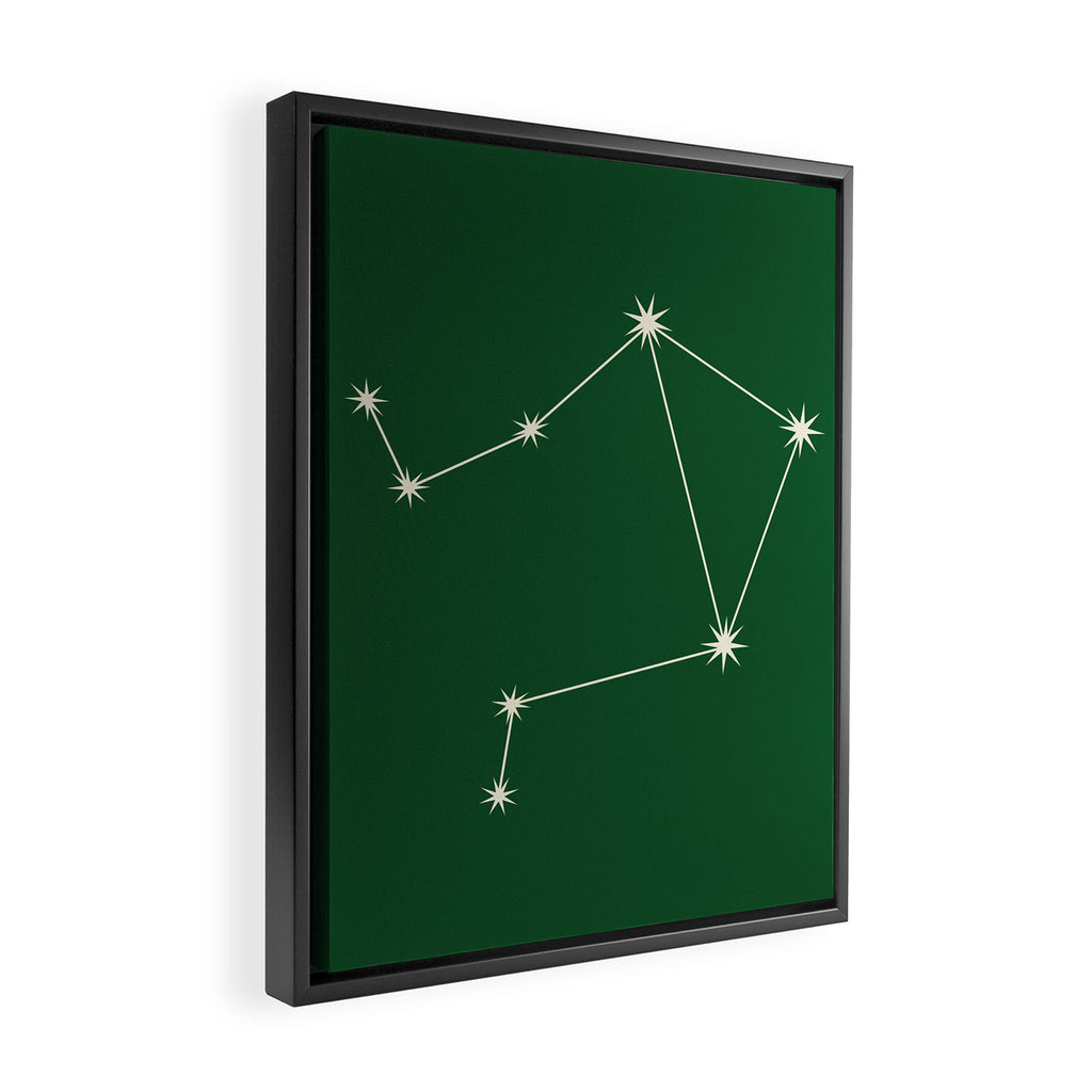 Libra Zodiac Star Constellation Line Art Green Framed Canvas Print Gallery Image 2