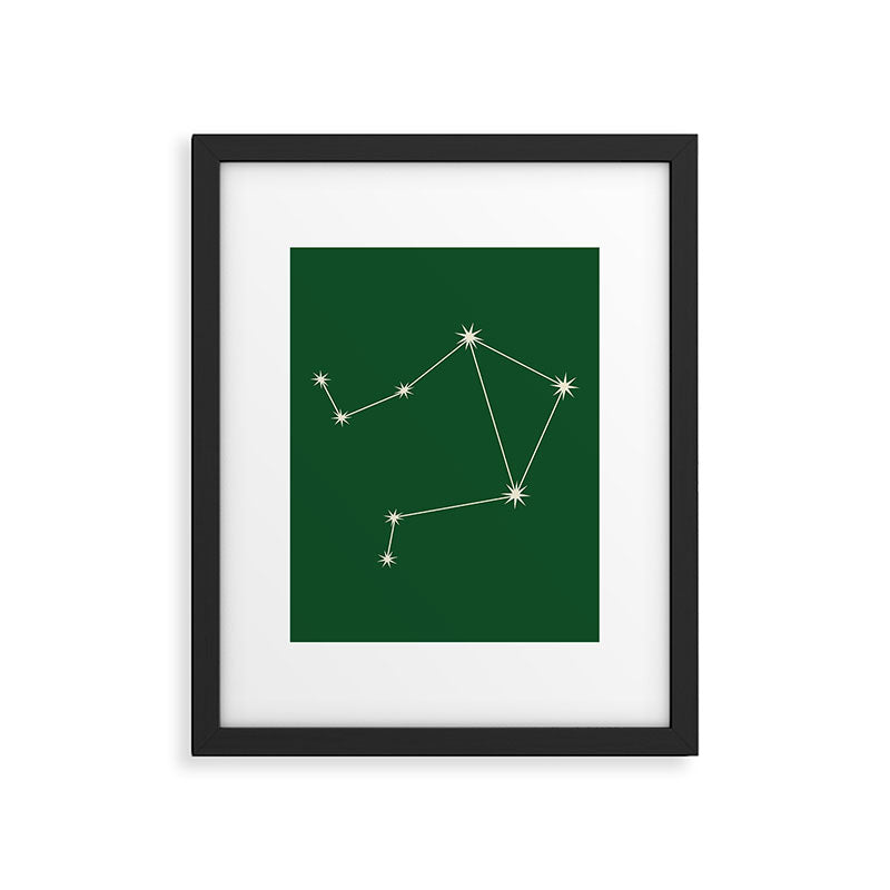 Libra Zodiac Star Constellation Line Art Green Framed Art Print Gallery Image 6