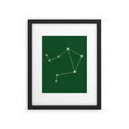 Libra Zodiac Star Constellation Line Art Green Framed Art Print Gallery Image 6