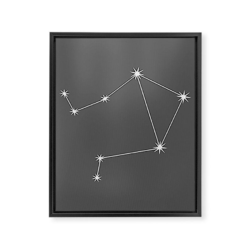 Libra Zodiac Star Constellation Line Art Grey Framed Canvas Print Gallery Image 8